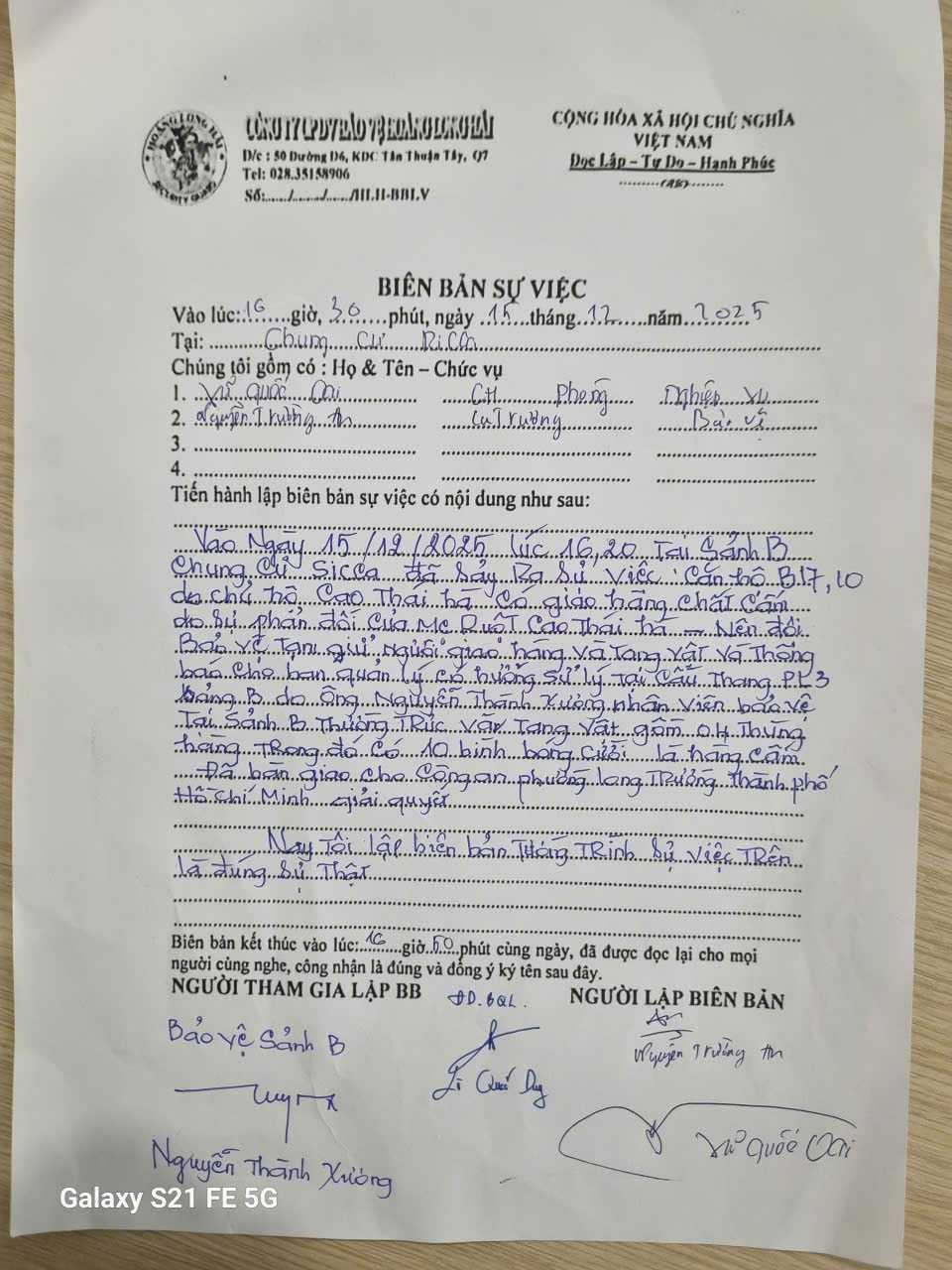 Dịch vụ bảo vệ chuyên nghiệp xử lý hàng cấm tại Chung cư Ricca